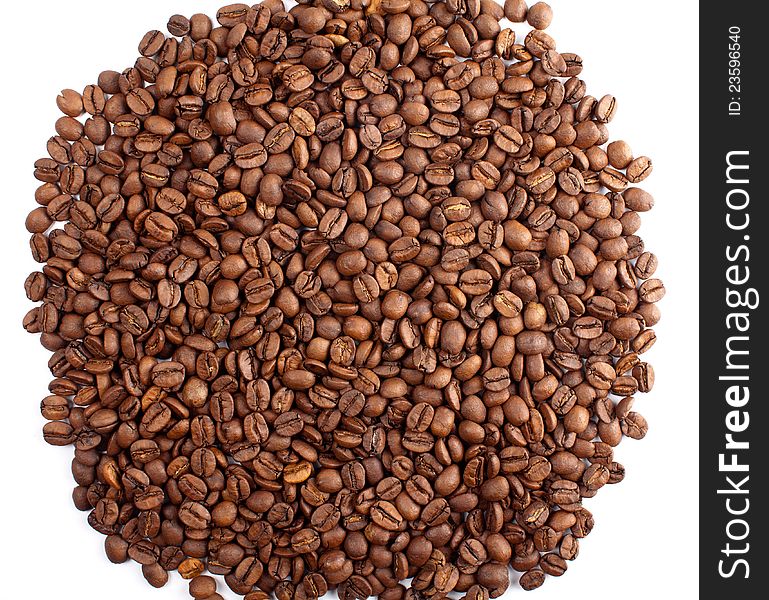 A pile of coffee crops on white