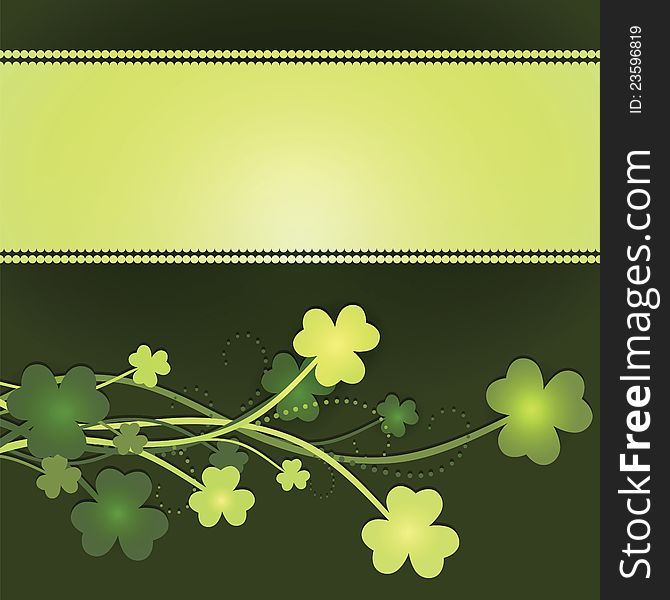 St Patrick's Day card with shamrock leaves in green colors. St Patrick's Day card with shamrock leaves in green colors