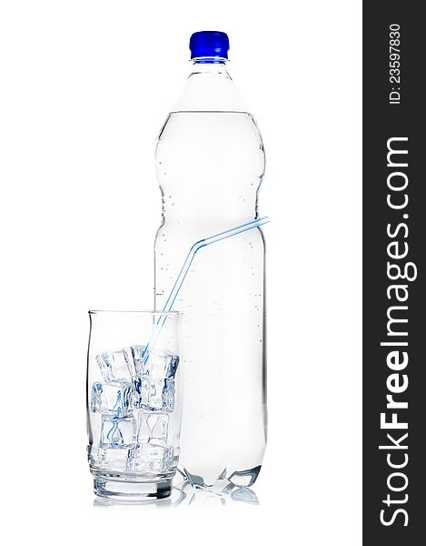 Bottle Of Mineral Water And Glass