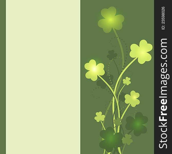 St Patrick's Day card with shamrock leaves in green colors. St Patrick's Day card with shamrock leaves in green colors