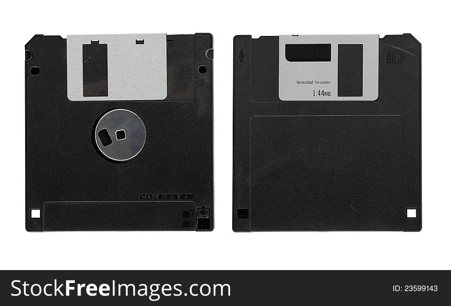 Old diskette on white background