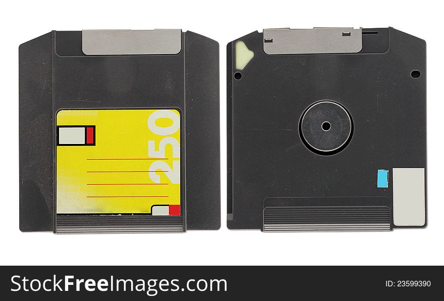 Zip Drive old store data on white background