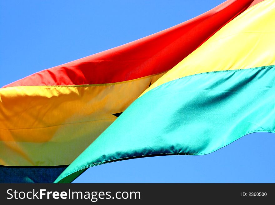 Close-up of a Ghanese flag, flying in the wind. Close-up of a Ghanese flag, flying in the wind.