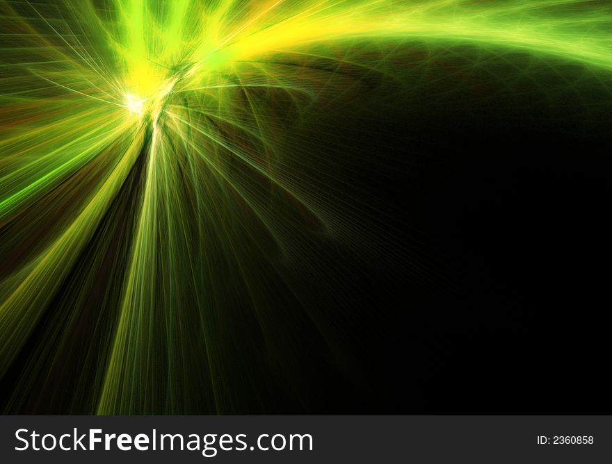 Green comet. Rendered abstract fractal illustration.