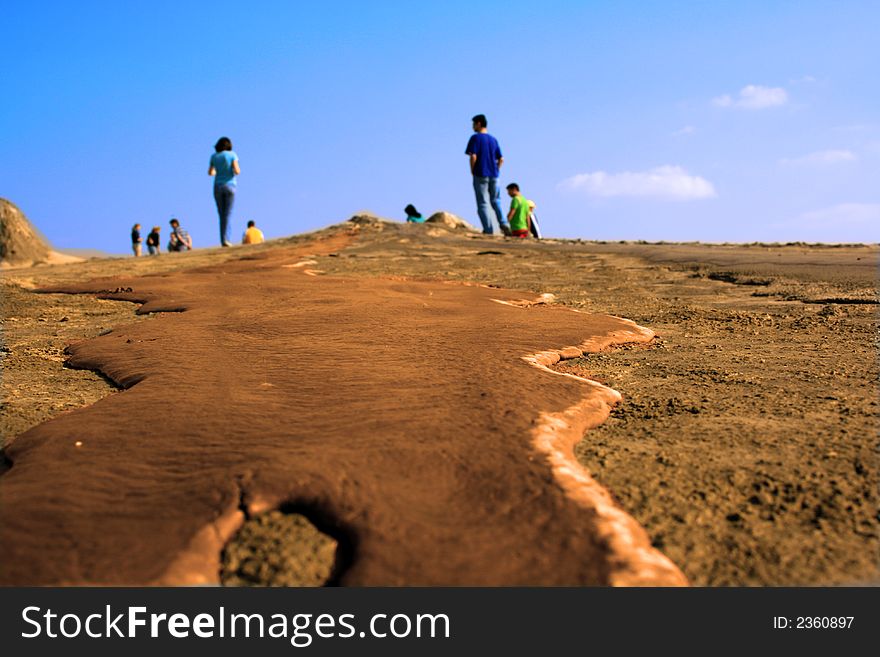 Lava river on a vulcanic hill. Lava river on a vulcanic hill