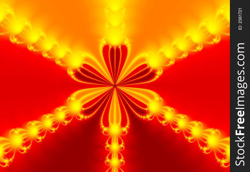 Abstract bright red flower with rays. Abstract bright red flower with rays
