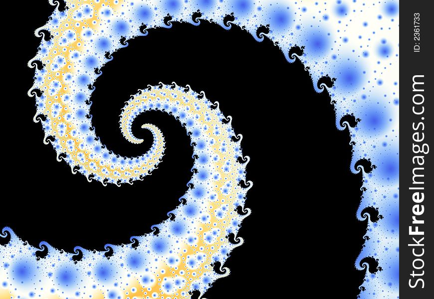 Blue and yellow fractal wave on black background