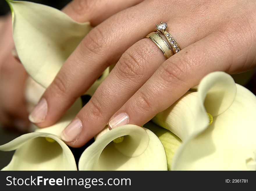 Woman showing her wedding rings. Woman showing her wedding rings