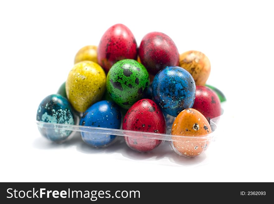 Colorful eggs isolated on white background