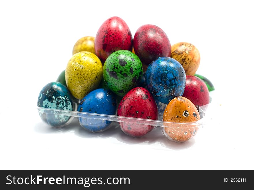 Colorful eggs isolated on white background