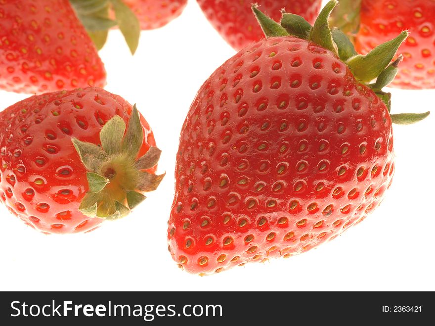 Few strawberries on white background. Few strawberries on white background
