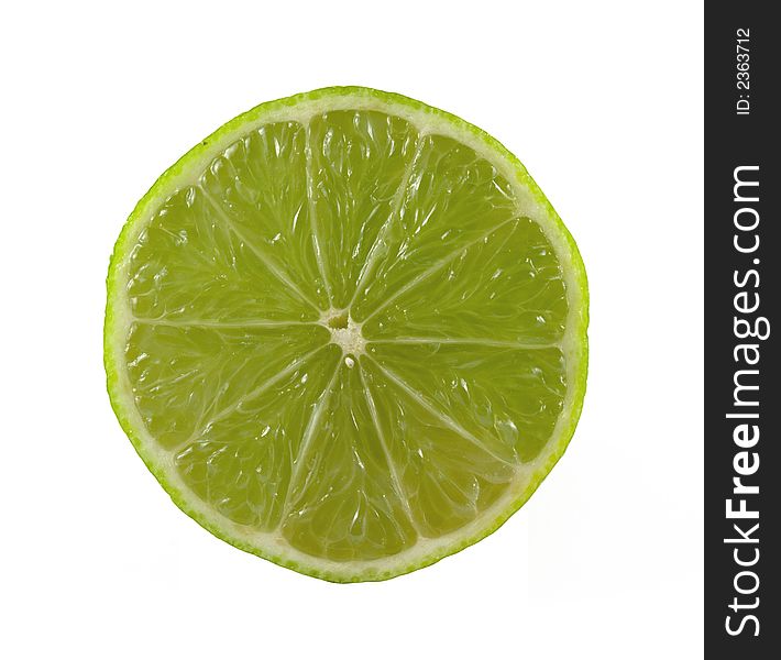 Sliced lime isolated on white background