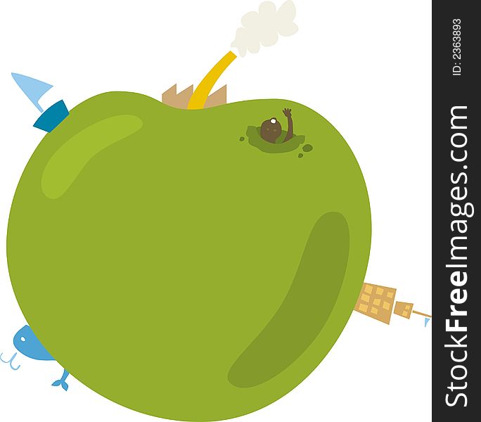 Apple world globe (vector). It´s a small world. Apple world globe (vector). It´s a small world