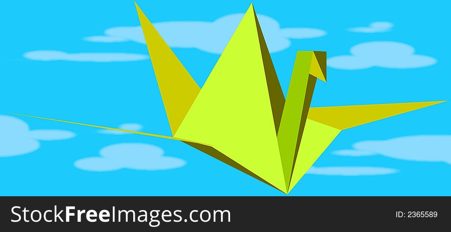 Illustration of an origami bird generated on the computer. Illustration of an origami bird generated on the computer