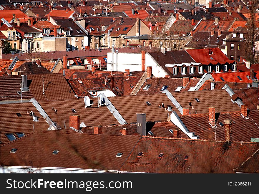 Red rooftops in a suburb with nice pattern