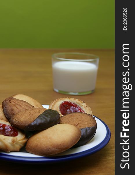 Some butter cookies and milk glass