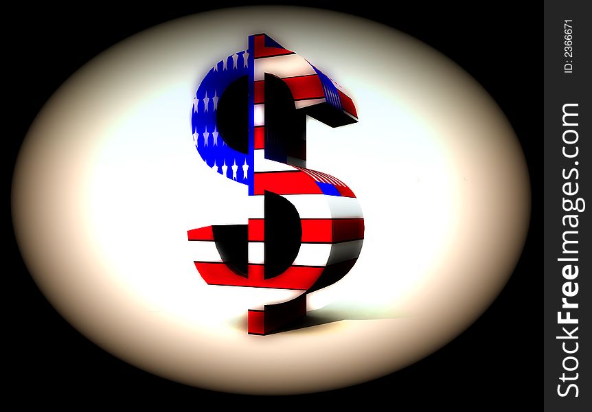 An American Dollar sign with the US flag on it. An American Dollar sign with the US flag on it.