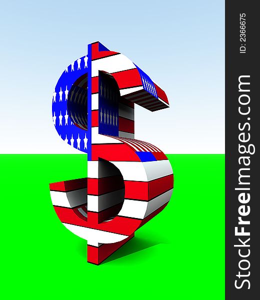 An American Dollar sign with the US flag on it. An American Dollar sign with the US flag on it.