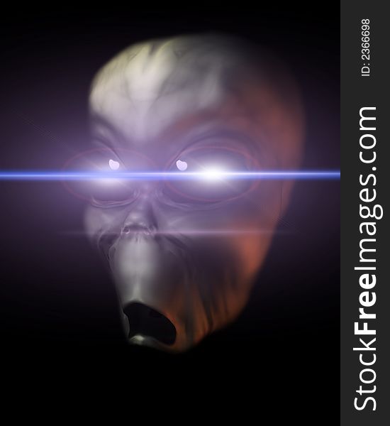 A computer created image of a grey alien man. A computer created image of a grey alien man.