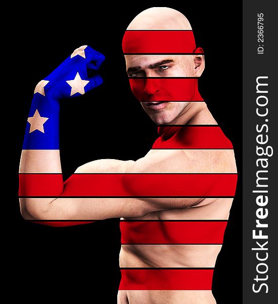 A man with the American flag on his body, a great image for every patriotic American. A man with the American flag on his body, a great image for every patriotic American.