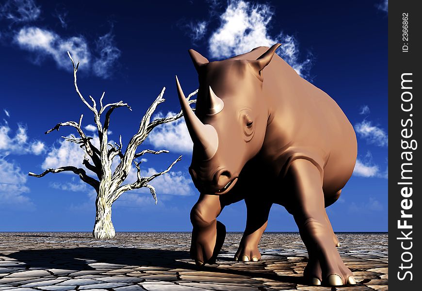 An image of an Rhino against an African background. An image of an Rhino against an African background.