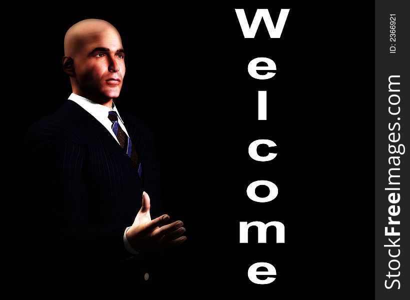 An image of a welcoming business man. An image of a welcoming business man.
