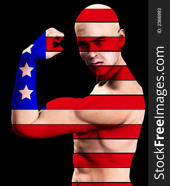 A man with the American flag on his body, a great image for every patriotic American. A man with the American flag on his body, a great image for every patriotic American.