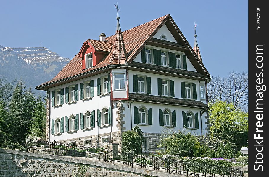 View of a Nice Swiss House. View of a Nice Swiss House