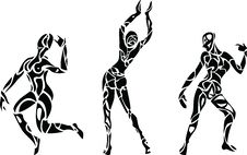 Silhouettes Of Dancing Woman Royalty Free Stock Photo