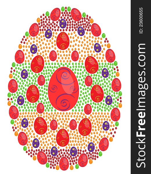 Big Easter Egg made of little colorful eggs that are grouped by color,easy to edit