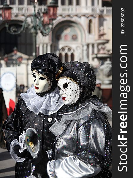 Two mask in Venice carnival, italy