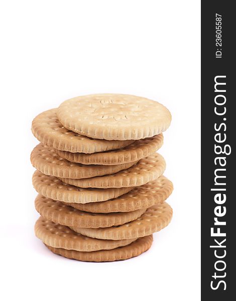 Pile of cookies on a white background
