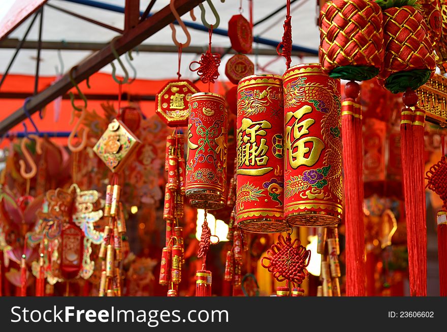 Chinese new year ornaments in the market