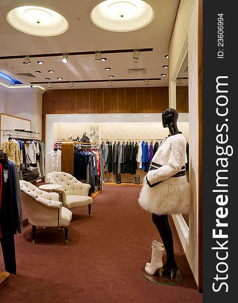 Interior of shop of fashionable clothes