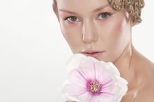 Beautiful Young Woman With Lily Flower Stock Image