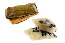 Thai Snack :  Sticky Rice With Black Beans And Ban Royalty Free Stock Image