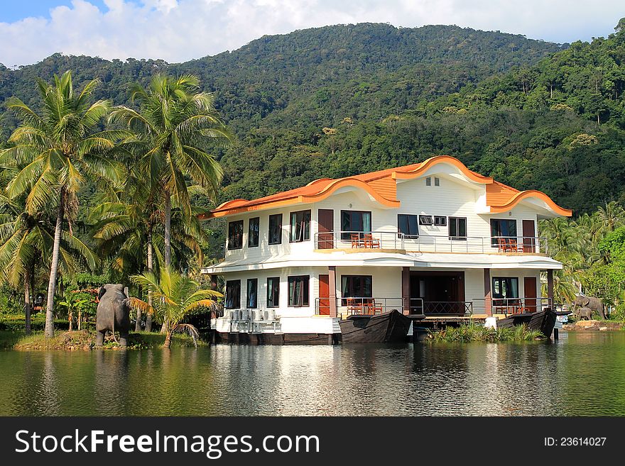 Luxury villa in Thailand with tropical landscape in background. Luxury villa in Thailand with tropical landscape in background