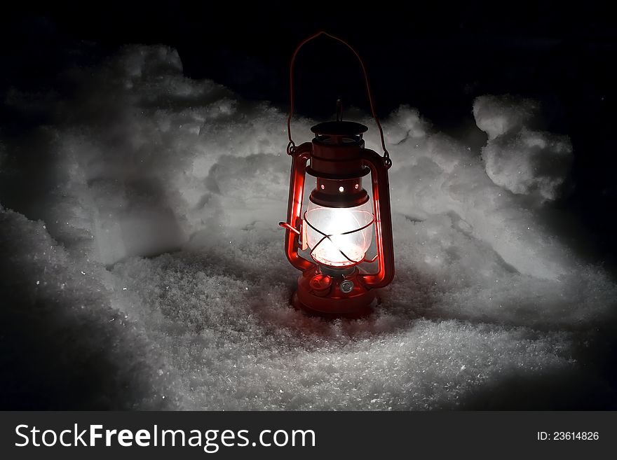 Lantern snow winter fire light