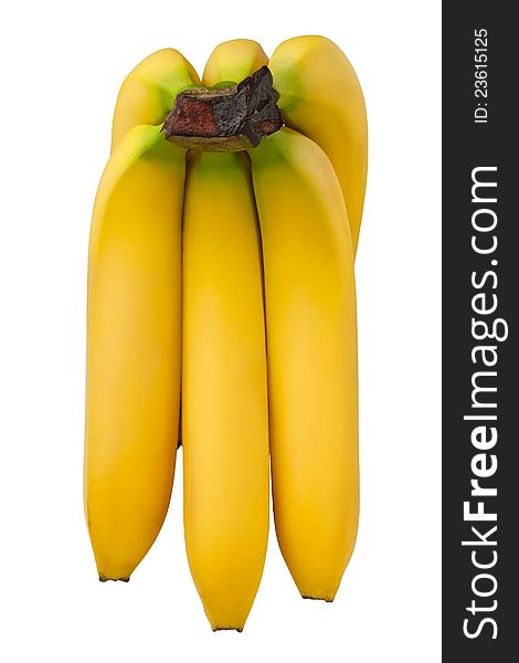 Bananas cluster against white background