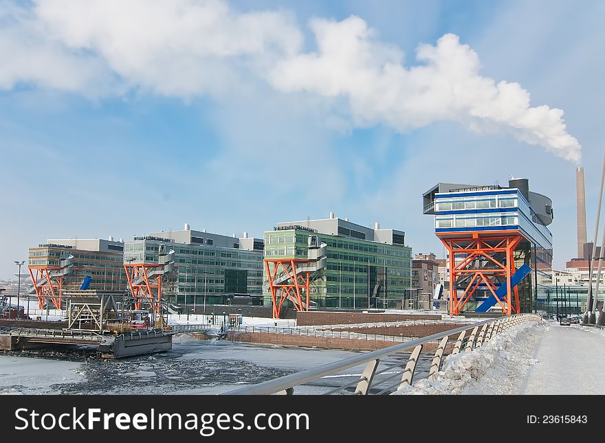 Modern office buildings in downtown Helsinki. Finland.