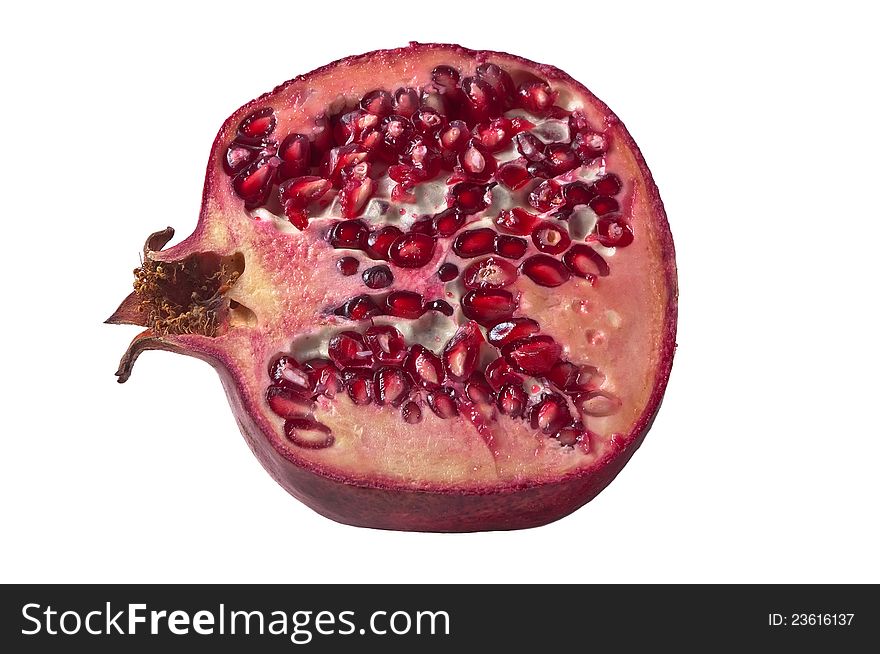 Half of pomegranate isolated on a white background