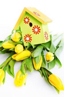 Bird House On Flowers Stock Photography Bird House On Flowers Stock Photography