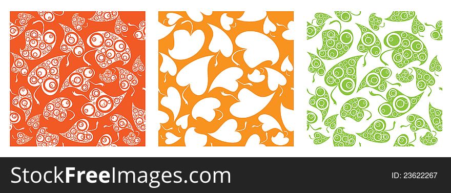 Three arts of a leaf pattern - editable. Three arts of a leaf pattern - editable