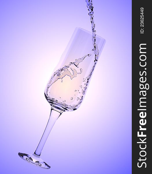 White Wine being poured in a wine glass, on the gradient bachground