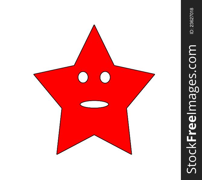 Red star with eyes and mouth