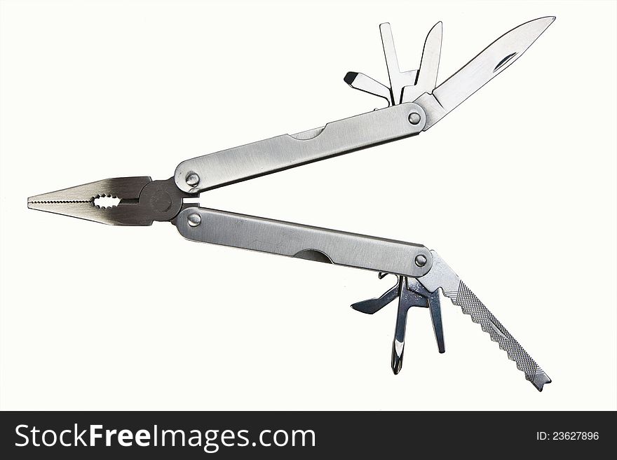 Multitool isolated on the white background, studio lights