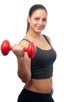 Young Attractive Woman Exercising With Dumbbell Stock Images Young Attractive Woman Exercising With Dumbbell Stock Images