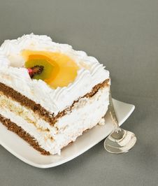 Cake Lies On A Saucer And Tea Spoon Stock Image Cake Lies On A Saucer And Tea Spoon Stock Image