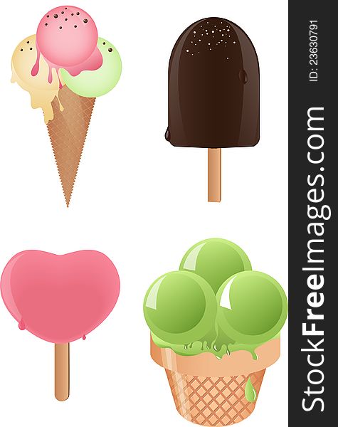 Melting Ice Cream Icon Set