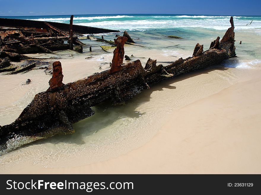 Maheno Shipwreck on Fraser Island beach, Australia